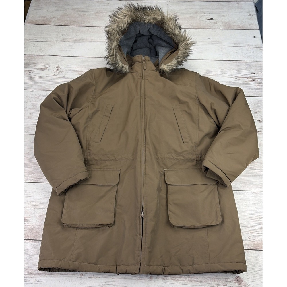 Lands' End Men's XL Parka TWISTY BITS Ski Jacket Winter Coat Hooded Brown EXC